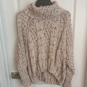 moon & madison Speckled Cable Knit Turtleneck Sweater